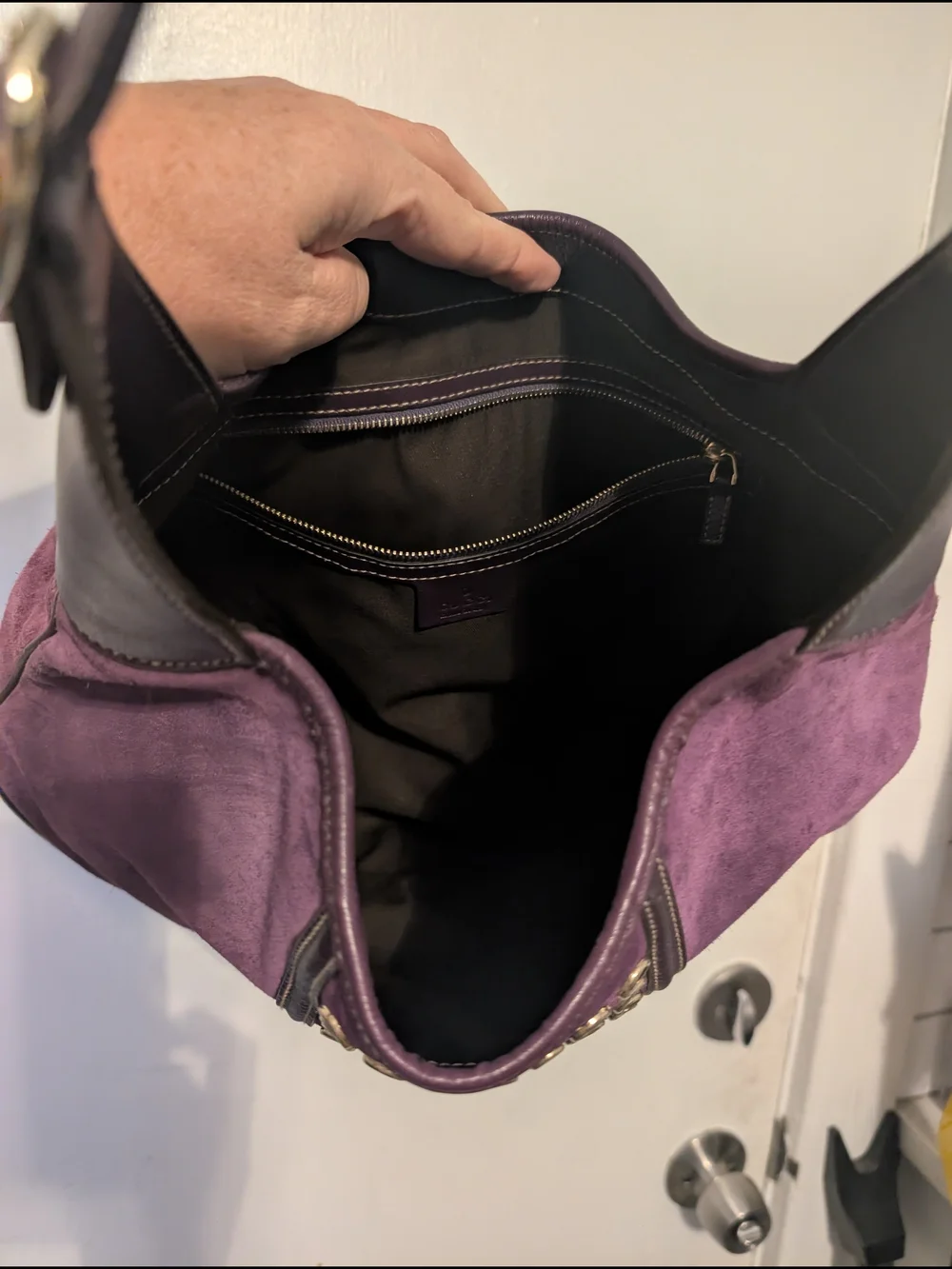 Purple Studded Hobo Shoulder Bag